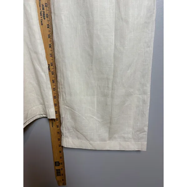 Lulus Cream Linen Blend High Waisted Wide Leg Trousers Pants Size Medium NWT - Image 3