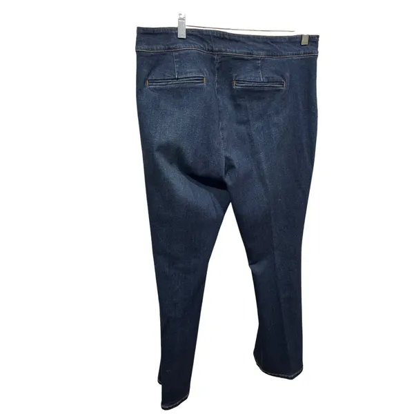 J. Jill York Denim Bootcut Jeans Size 12 Dark Wash Button Detail Stretch Pants - Image 2