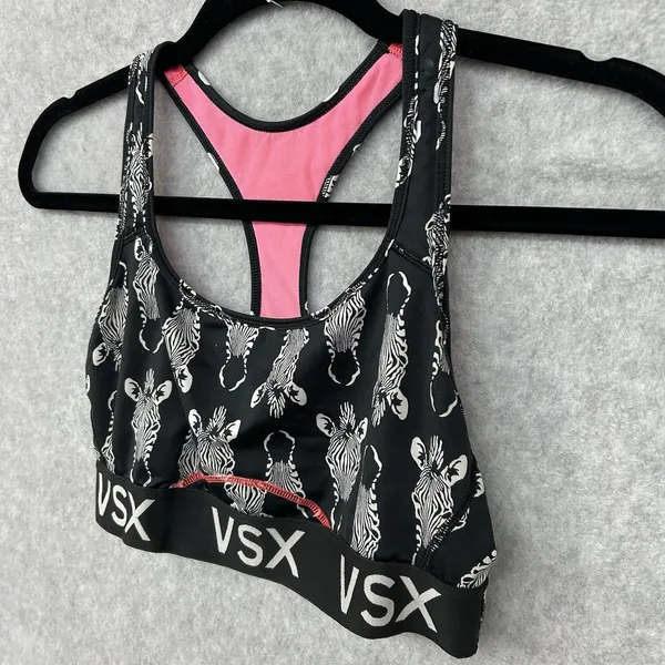 VSX Sport Victoria's Secret Sports Bra Black Size Medium Zebra Racer back - Image 2