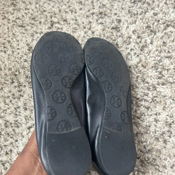 Tory Burch Black Flats with Gold Logo - Image 4