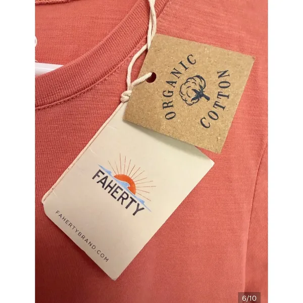 NWT Faherty Branson Dress Desert Sand Coral Tiered Midi Organic Cotton‎ XS - Image 11