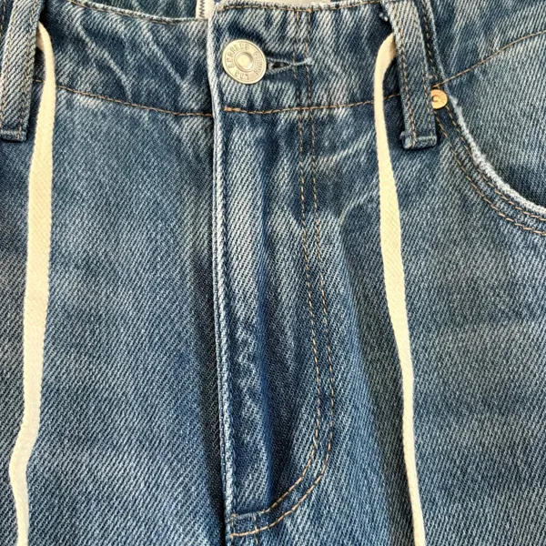PAIGE Anessa Drawstring Wide Leg Jeans Light Wash Denim Size 27 - Image 4
