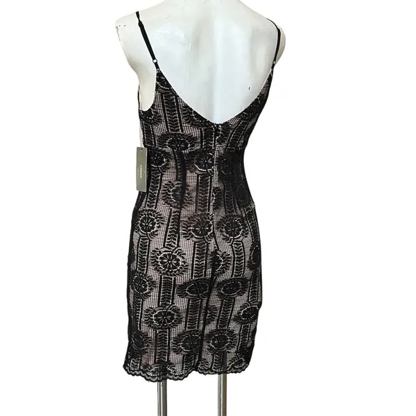 Women's Black Lace Bodycon Dress Sleeveless V-Neck Party S - Image 2