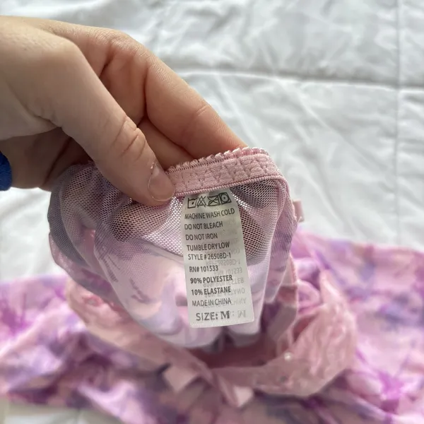 Womens Medium Pink Floral Sexy Sequined Babydoll Chemise Slip Coquette‎ Feminine - Image 6