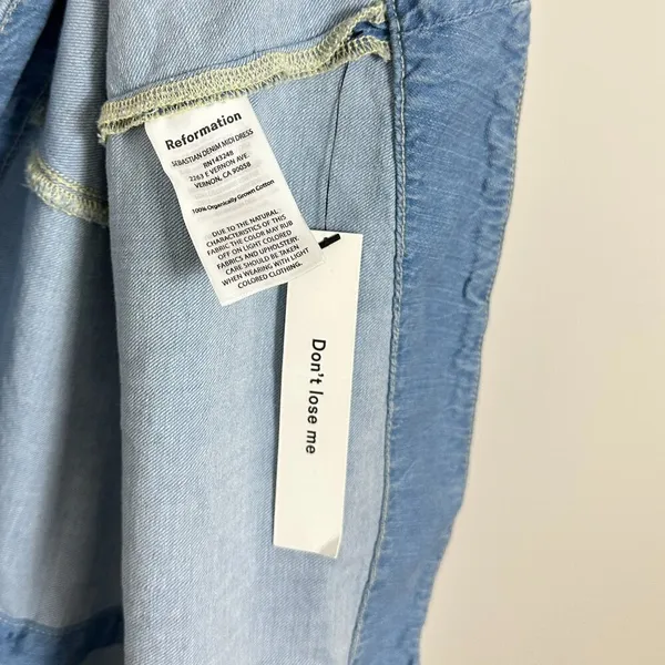REFORMATION Sebastien Denim Midi Dress in Savannah Size US 6 NWT - Image 8