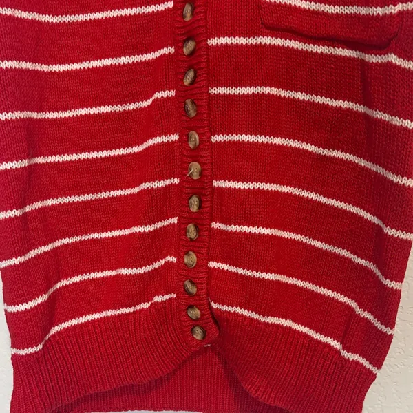 Vintage Calamity Jayne Red and white striped knit Sweater Vest small - Image 4