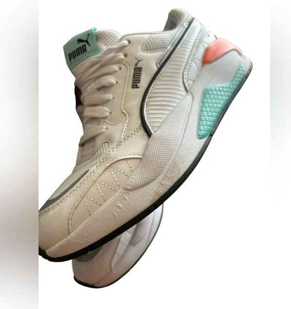 Puma RS-X³ Puzzle Sneakers White Teal Coral 6.5 (373108-17) Chunky Retro Shoes - Image 9