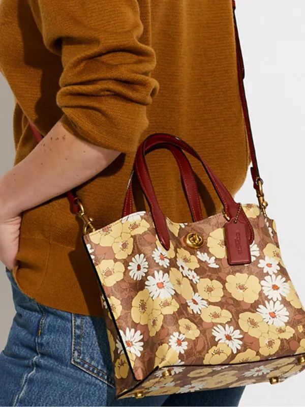 Coach Willow Tote Bag 24 In Signature Canvas With Floral Print NWT，c9721 - Image 7