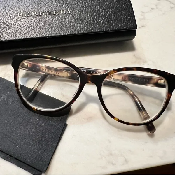 Burberry Tan Brown Eyeglass Frame & Case EUC - Image 3