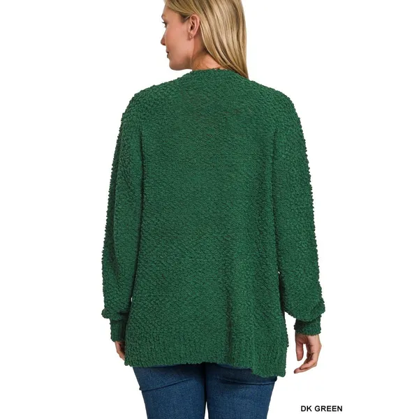 Zenana‎ Long Sleeve Popcorn Sweater Cardigan with Pockets - Large - Image 3