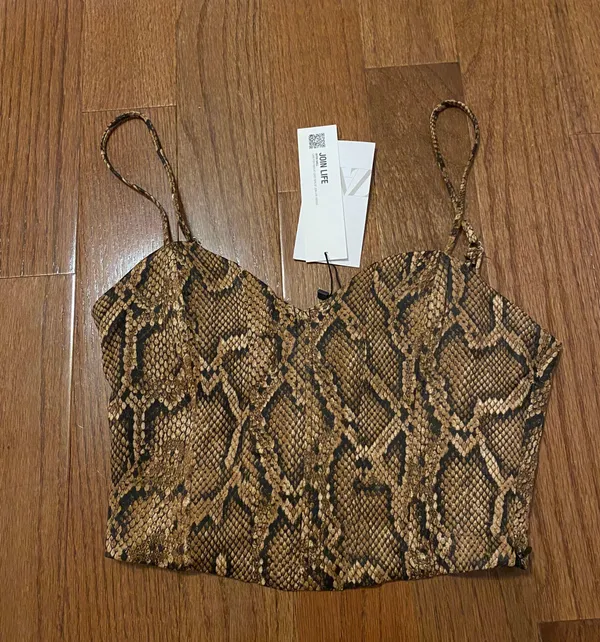 Nwt Animal Print Bustier Spaghetti Strap Crop Top - Image 4