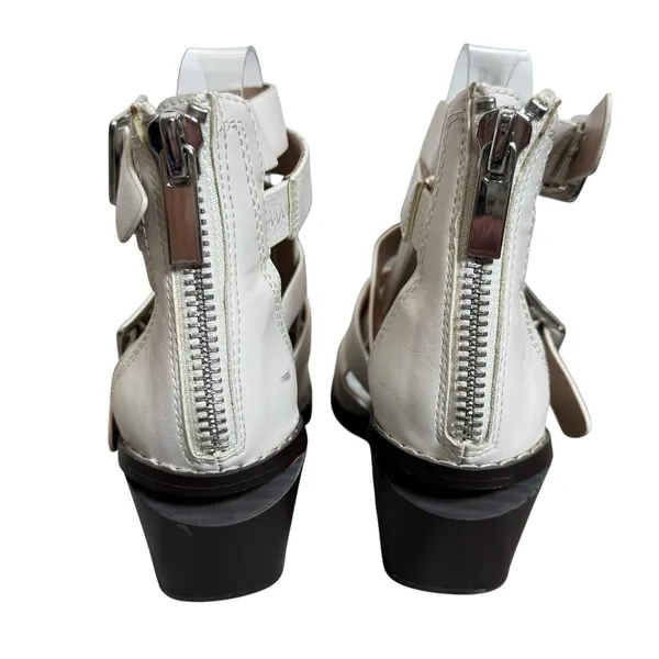 BCBGeneration Dani Pointed Toe Bootie Chunky Heels Size 7 White Buckle Straps - Image 7
