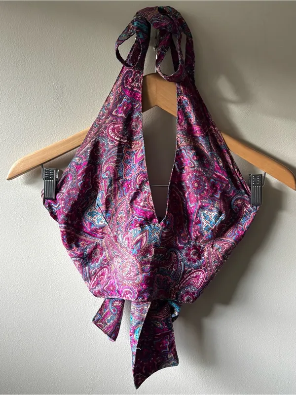 Paisley Reversible Halter Scarf Top Magenta and Teal - Image 2