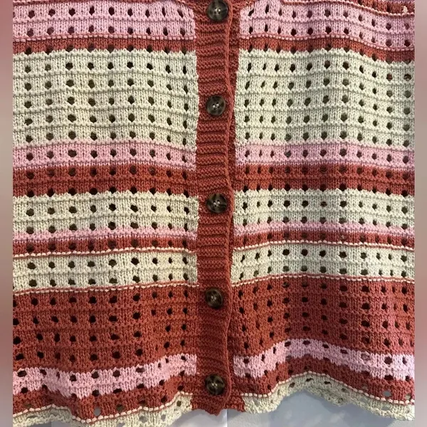 a.n.a Knit Button Sweater Stripe Vest // Size Large - Image 7
