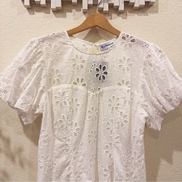 En Saison Adina Lace Mini Dress in White Size Small NWT - Image 3