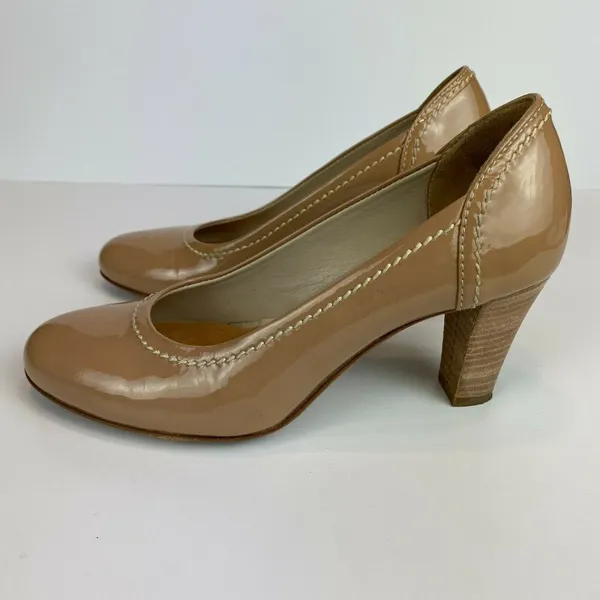 AGL Attilio Giusti Leombruni Pumps 5‎ Nude Patent Leather Heel 35 Italy - Image 5