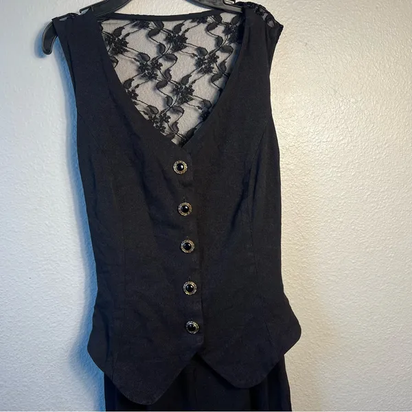 Vintage 80’s 90’s Black Lace-Up Jumpsuit‎ with Relaxed Fit sz 10 Carol Anderson - Image 8