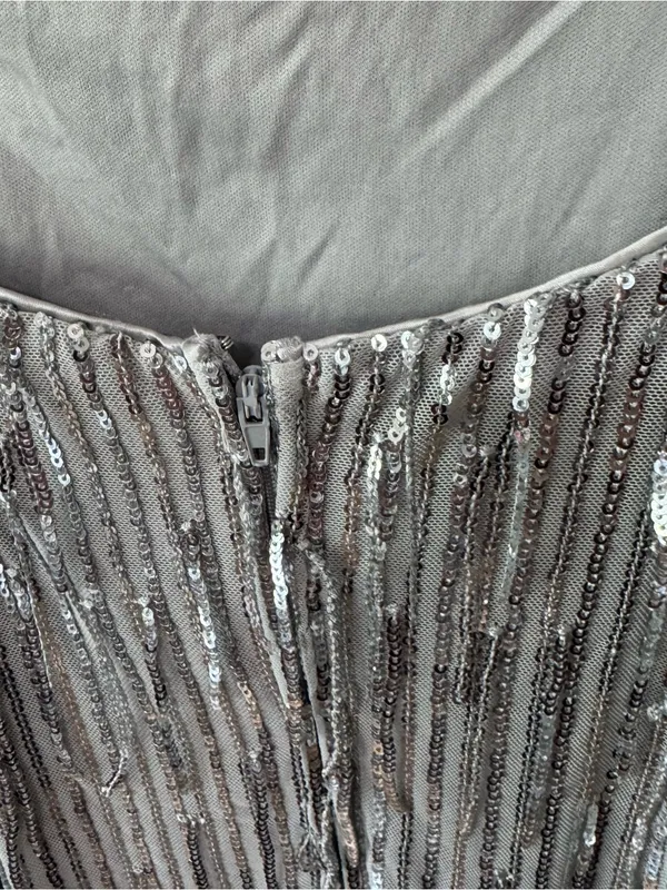 Trixxi silver sequin fringe mini dress - Image 4