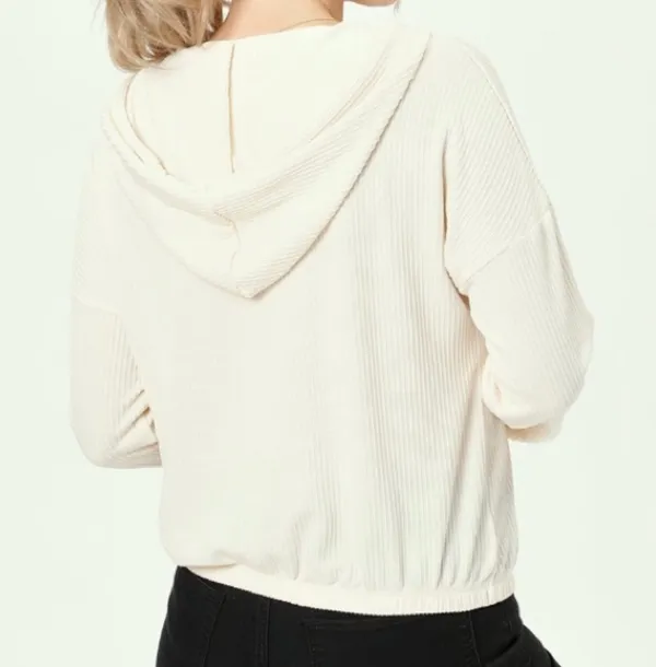Workshop Republic Clothing NWOT Cream Ribbed Hooded Sweater - Image 2