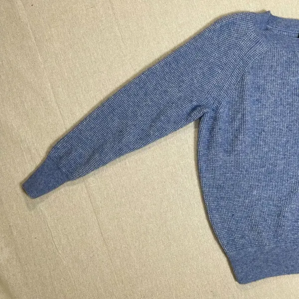 J. Crew | Light Blue Waffle Knit Wool & Alpaca Blend Crewneck Sweater \ Small - Image 3