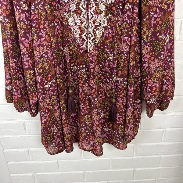 Mason & Belle Boho Floral Embroidered Tassel Blouse Top Size 1X - Image 5
