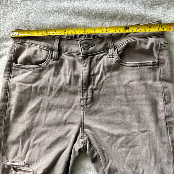 American Eagle Outfitters Women's Light Gray Ripped Skinny Jeans Sz‎ 6 - Image 8
