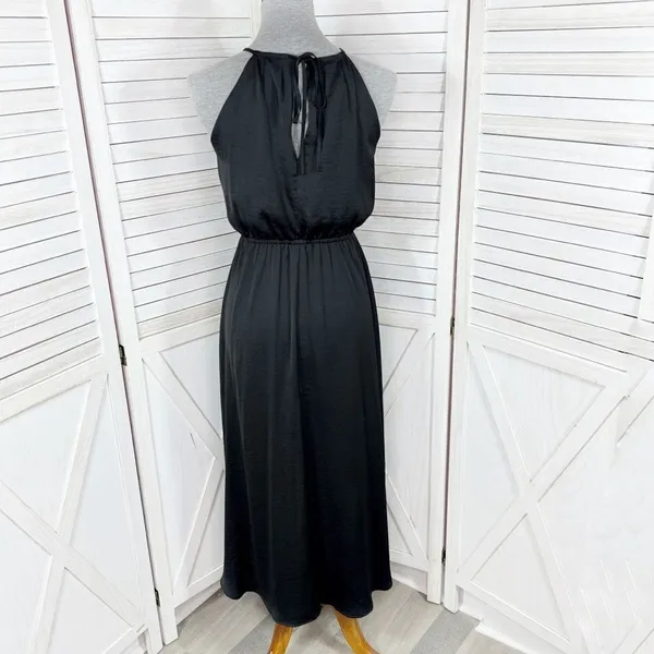 Apt. 9 High Low Halter Tie Neck Midi Maxi Dress Black Small Sleeveless Tencel‎ - Image 4
