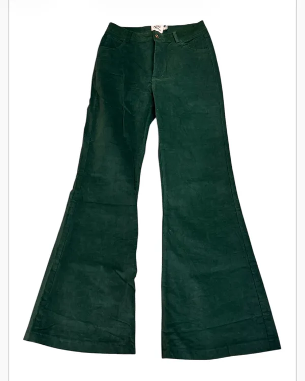 NWT Princess Polly Dark Green Nadia Corduroy Pants Flare Leg High Waist Rise 6 - Image 2