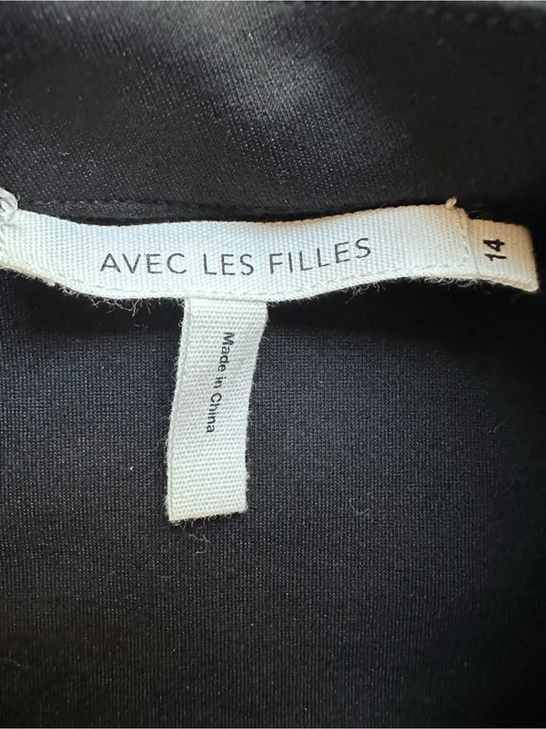 Avec Les Filles Black Belted Midi Dress Size 14 NWT $138 1N04K21 - Image 3