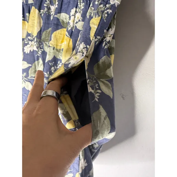 Abercrombie fitch blue linen blend tiered mini dress yellow lemons size XXS - Image 6