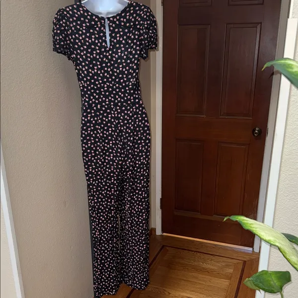 Free People Mia Empire-Waist Short Sleeve Jumpsuit Itsy Floral Black Women’s 4 - Image 7