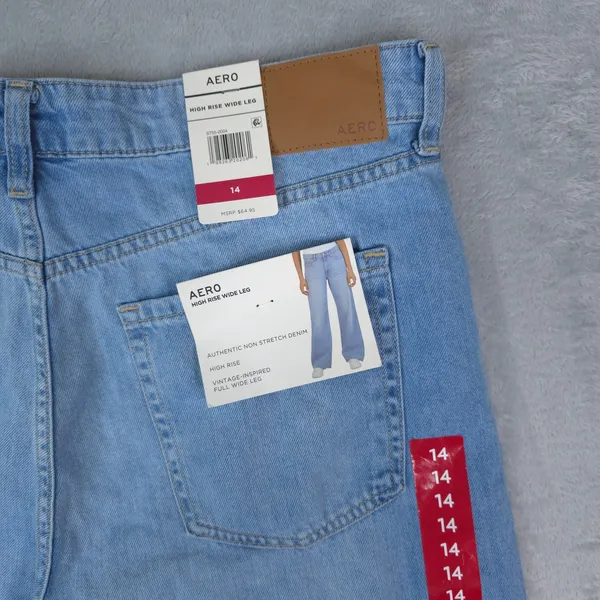 Aeropostale Jeans Womens 14 (36x33) Blue High Rise Wide Leg 100% Cotton‎ 90s New - Image 5