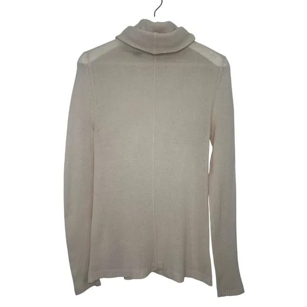 VKOO Cashmere Sheer Turtleneck Sweater 90s Minimalist M - Image 6