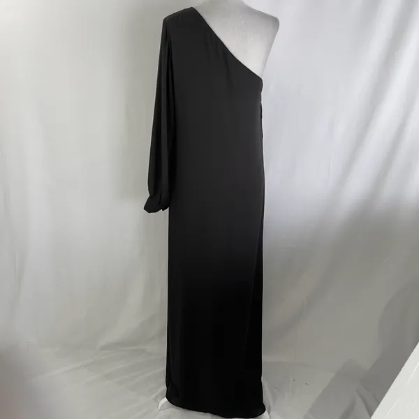 New Krisa One Sleeve Maxi One Shoulder Long Sleeve Side Slit Dress Black Size XS - Image 12