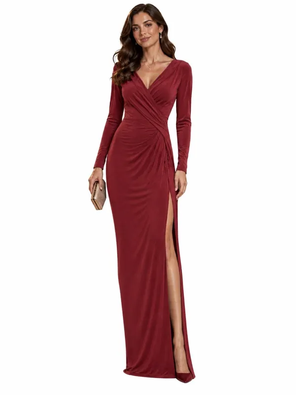 Whimsigoth Windsor bodycon knit floor length gown high slit vampire core small - Image 2