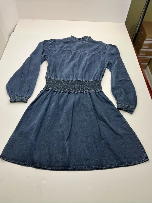 Rails Shawna Mini Dress Womens‎ Medium Dark Vintage Blue Smocked Waist Tencel - Image 14