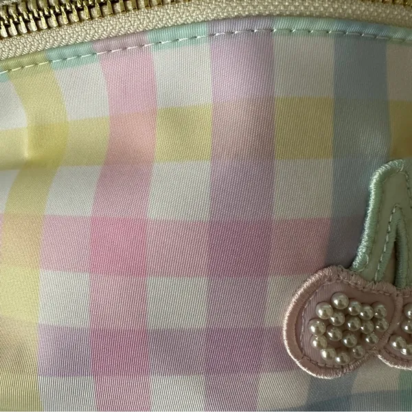 Stoney Clover Lane Gingham Fanny Pack Cherry Belt Bag Light Blue Plaid Dust Bag - Image 3