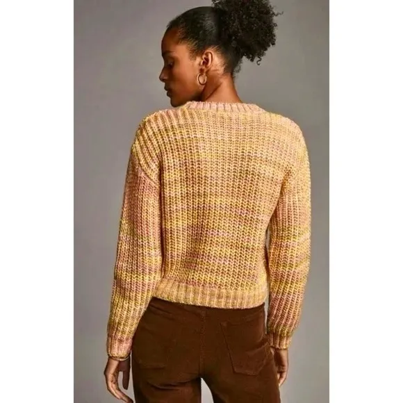 ANTHROPOLOGIE Ribbed Obi Melange‎ Crewneck Sweater Pullover Knit Marled Small - Image 8