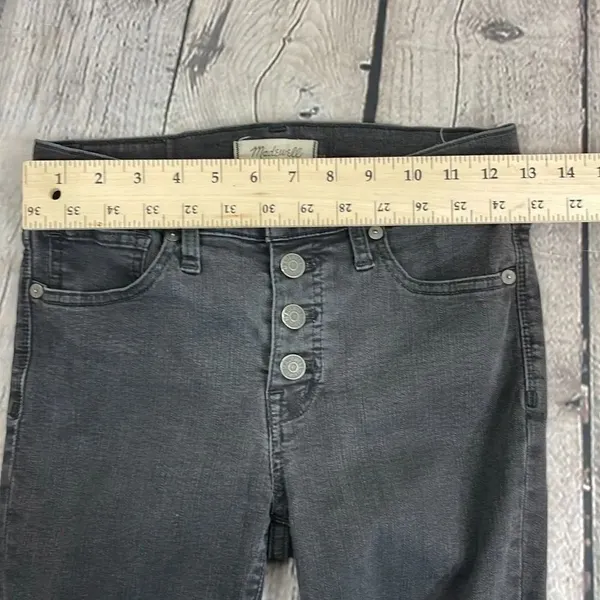 Madewell 9” Mid Rise Black Women’s Jeans Button Fly raw hem waist 25” - Image 10
