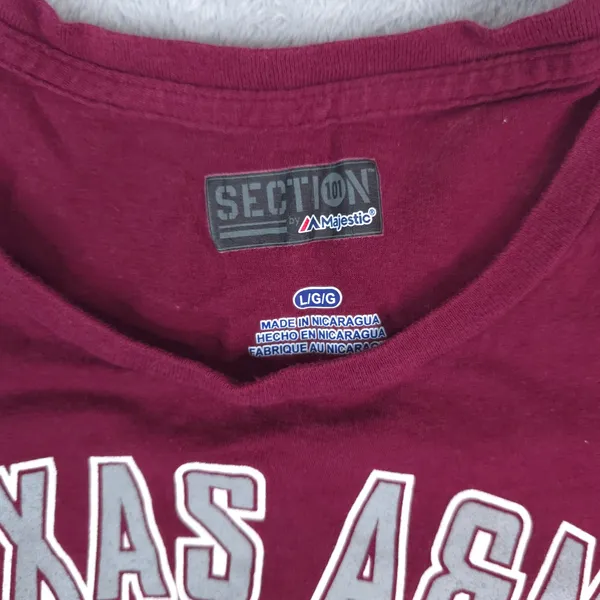 Majestic Texas A&M Aggies T-Shirt‎ Womens Large Maroon Graphic NCAA Tee - Image 4