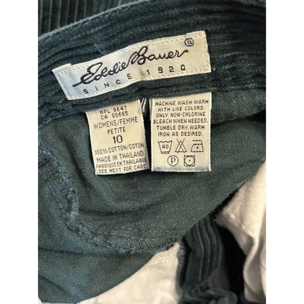 Eddie Bauer Corduroy Pants Womens Petite 10 Green Straight Leg High Rise - Image 5