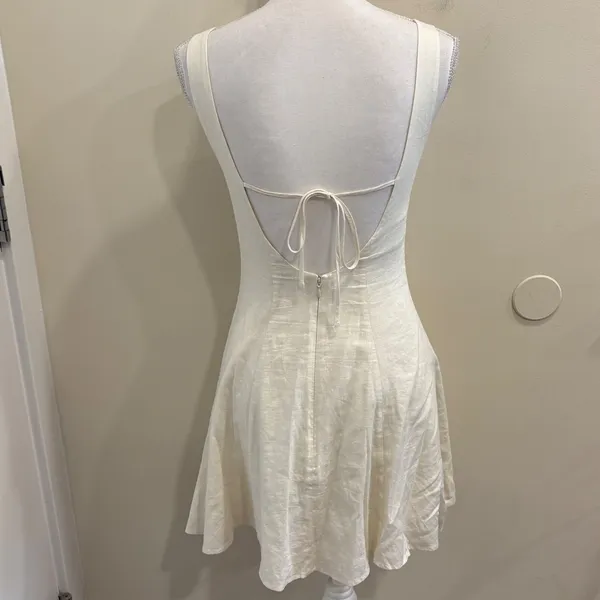 Solid & Striped Carolina Linen-Blend Mini Dress Cream XS Beach Boho Bachelorette - Image 4