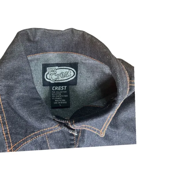 Jeans Crest Dark‎ Denim Jacket Classic Button Front Stretch Casual Streetweark - Image 3