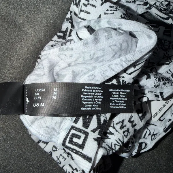 DKNY Womens Graffiti Print Modal Bralette White Black Scoop Neck DK7388 Size M - Image 3