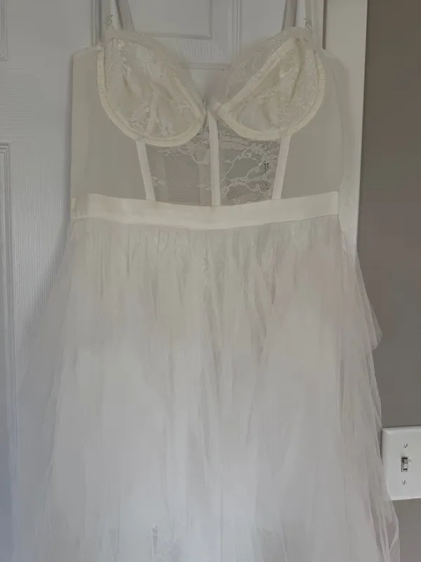 Klessis White Lace Bralette Maxi Dress Tulle Bridal Shower Bachelorette NWT - Image 8