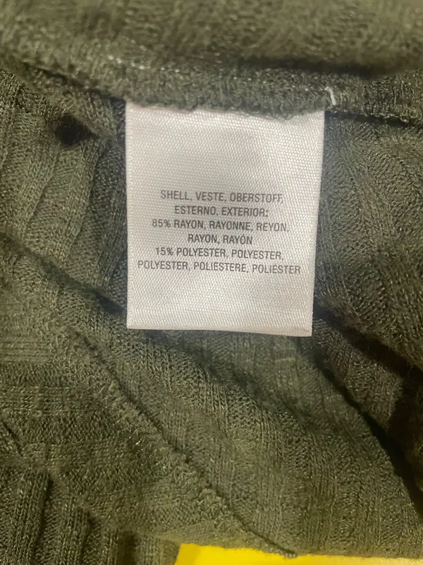 Maeve for Anthropologie Ribbed Knit Top Cowl Neck Flared Hem Olive Green - Image 10