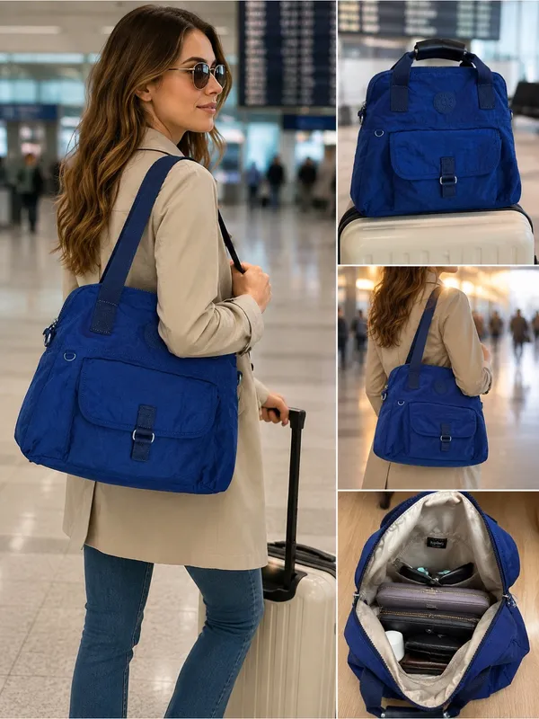 Kipling Pahneiro Ink Blue Nylon Handbag Tote Water Resistant Lightweight Bag - Image 2