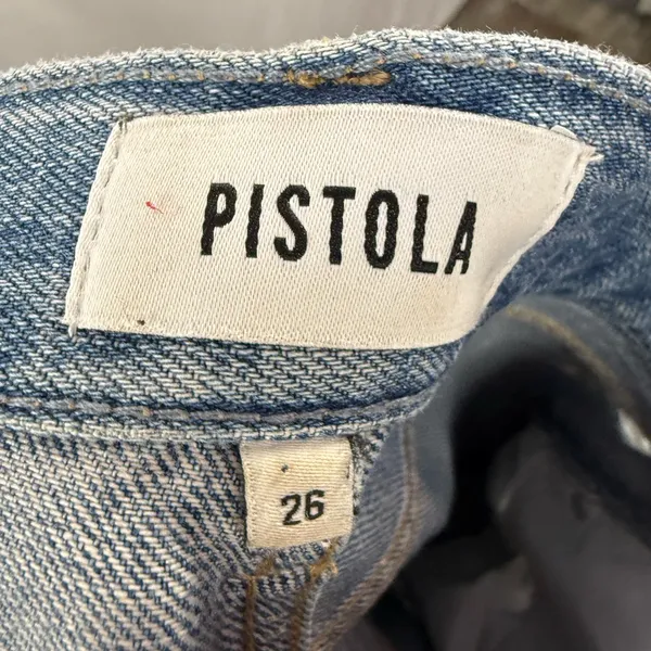 Pistola High Rise Distressed Straight‎ Leg Raw Hem Jeans in Rutls Blue Size 26 - Image 7