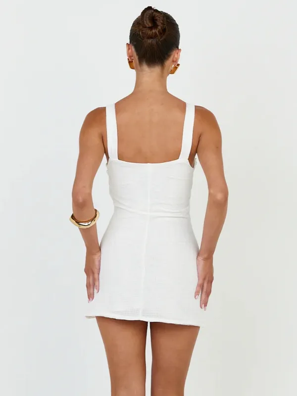 Showpo White Square Neck Floral Applique Mini Dress - Image 4