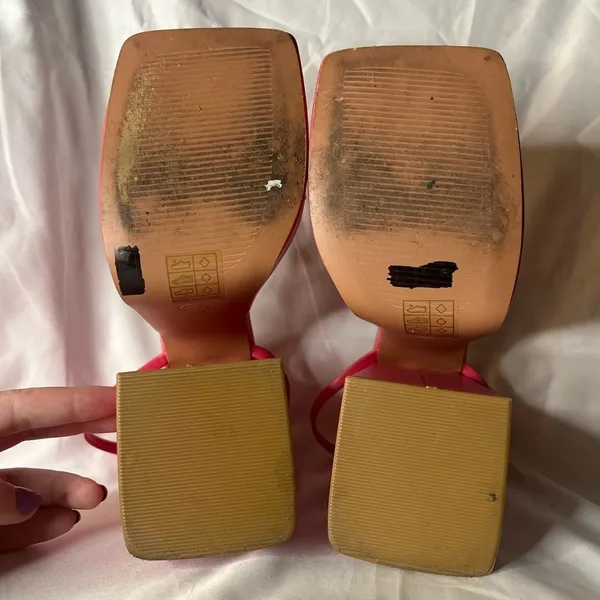 PrettyLittleThing Pink Square Toe Strappy Platform Heel Sandals Size 5 - Image 11